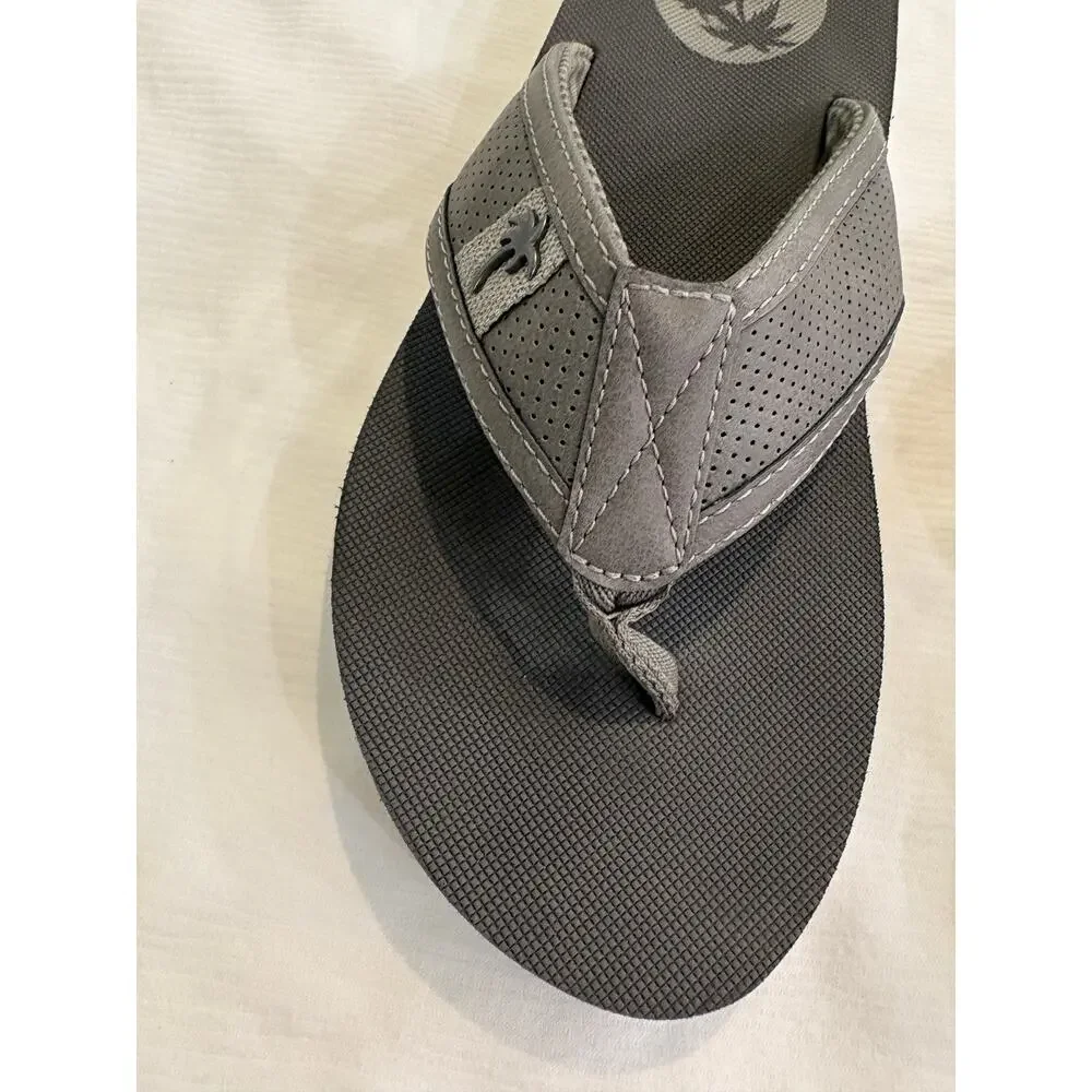 Margaritaville Palm Tree Flip Flops Toe Post Sandals Gray White Mens 8 Beach
